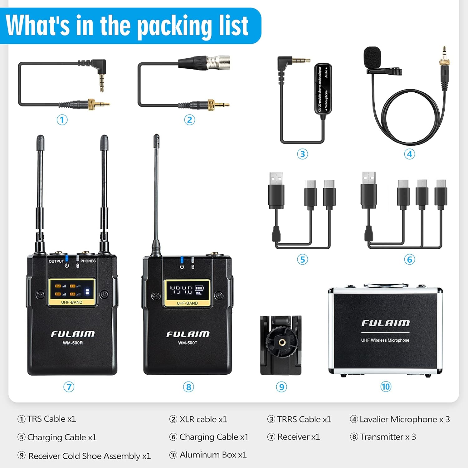 FULAIM WM500 UHF Wireless Lavalier Microphone System